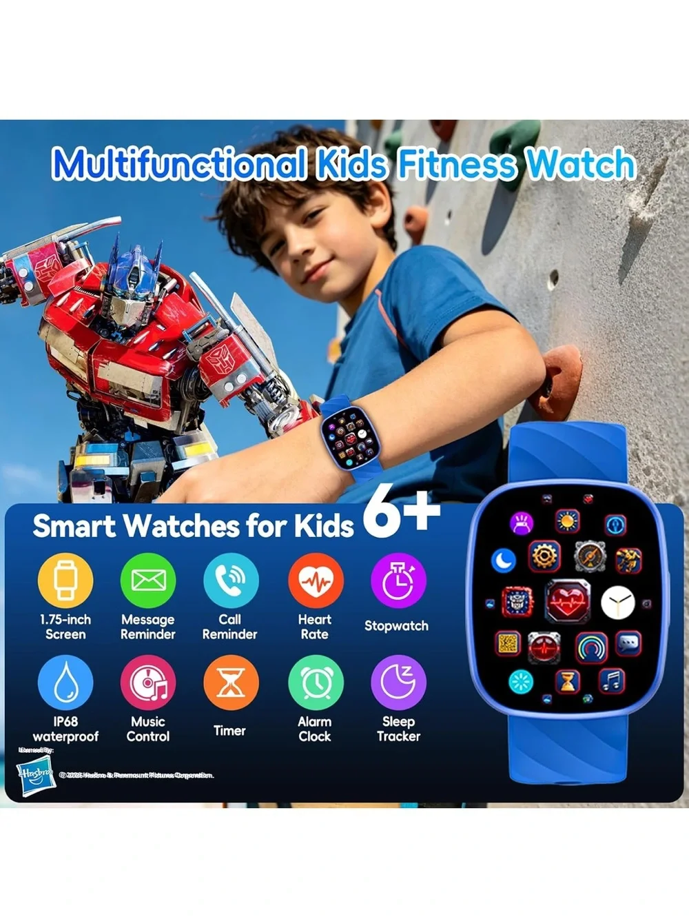 Transformers Kids Smart Watch for Boys & Girls,1.78